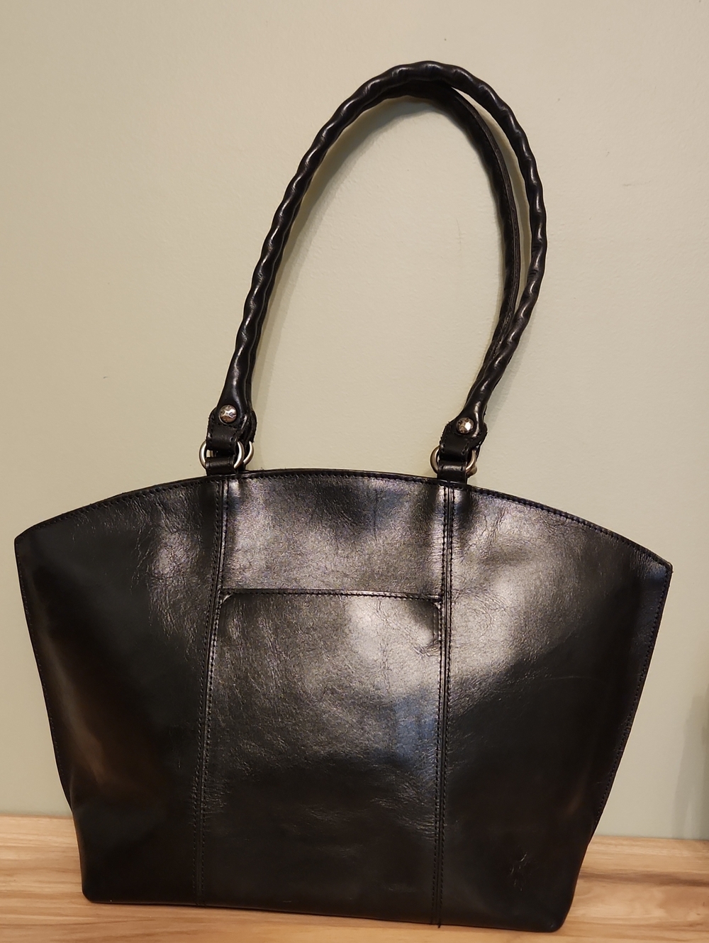 Patricia Nash Black Leather Tote with Braided Handles